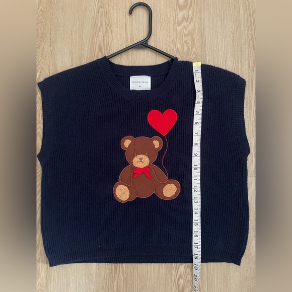 Blue Ribbed Knit Sweater Vest XL Bear Heart Cozy NWOT Grandmacore - Picture 9 of 12